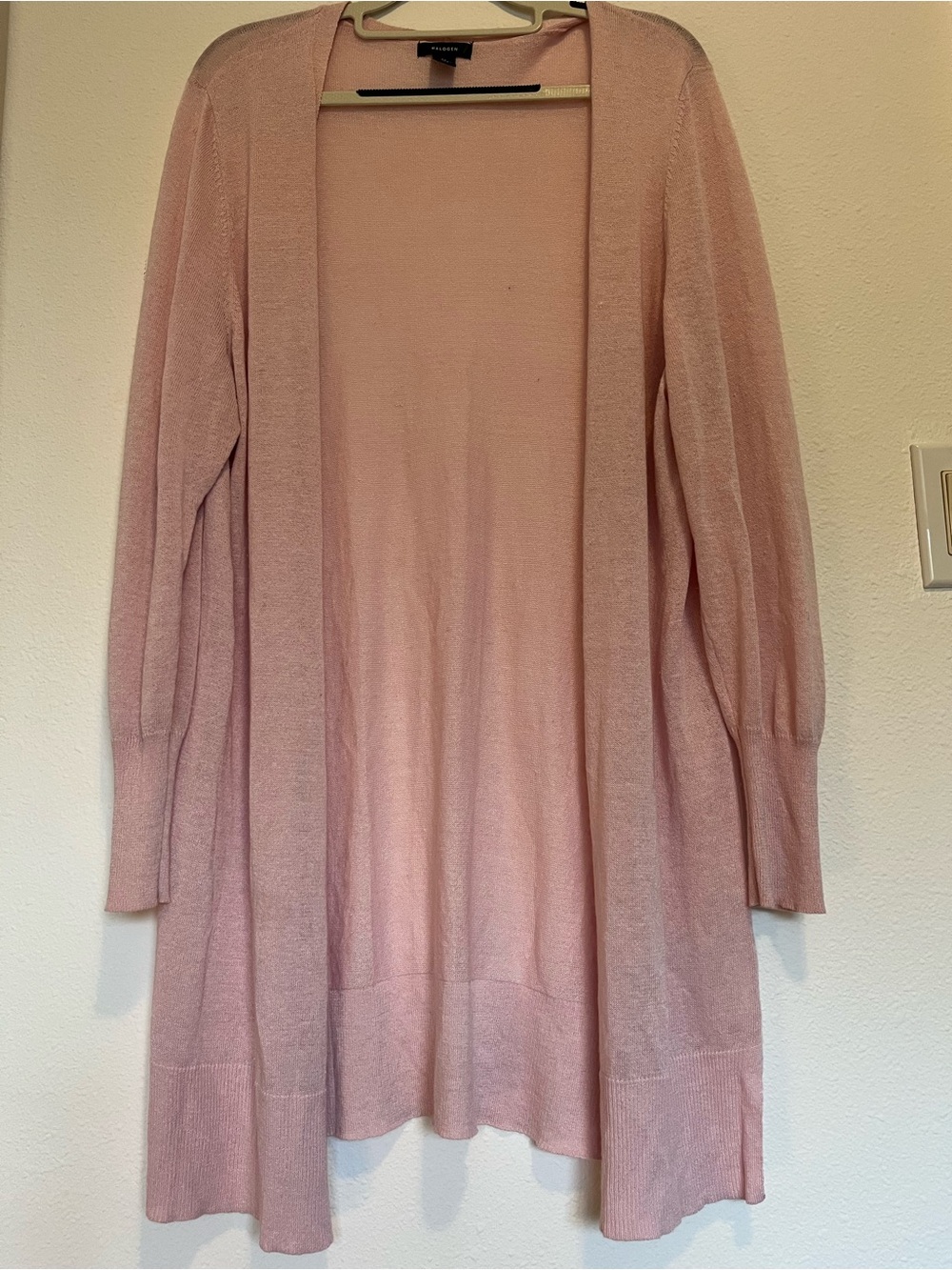 Halogen Long Open-Front Cardigan in Blush